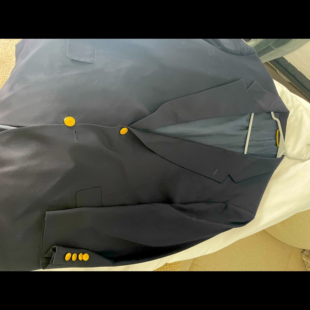 Nordstrom will large blazer virgin wool gold buttons.